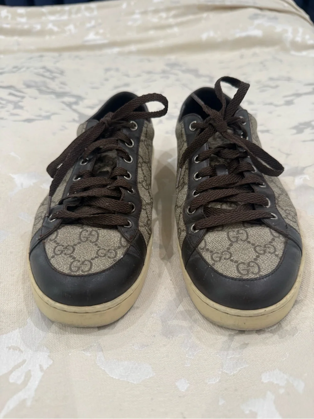 Gucci Men’s Brown GG Canvas Sneakers with Dark Brown Trim